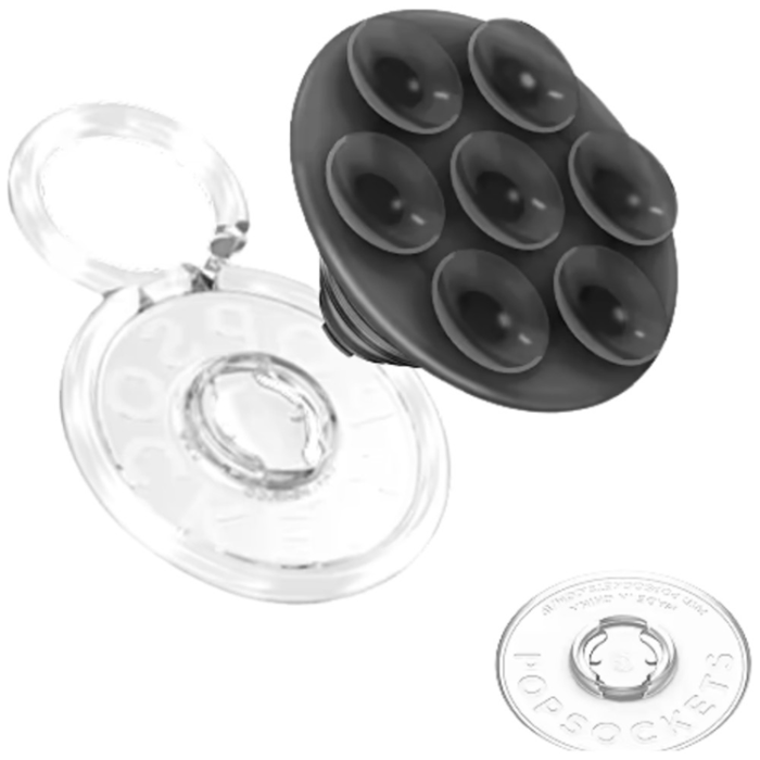 PopSockets - PopSockets PopTop Translucent Suck-Up Mobilgrip och Stativ - Svart