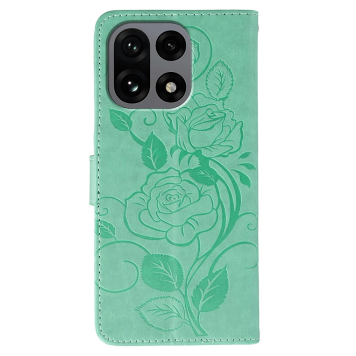 A-One Brand - OnePlus 15 5G Konstläder Plånboksfodral Imprinted Rosa Butterfly - Grön