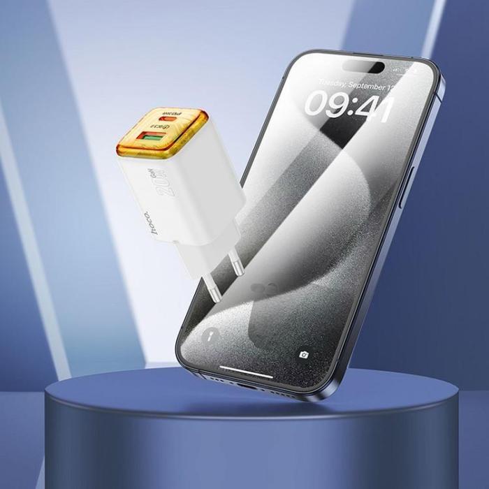 Hoco - Hoco Snabbladdare PD 20W USB-A USB-C QC3.0 3A N52 - Vit