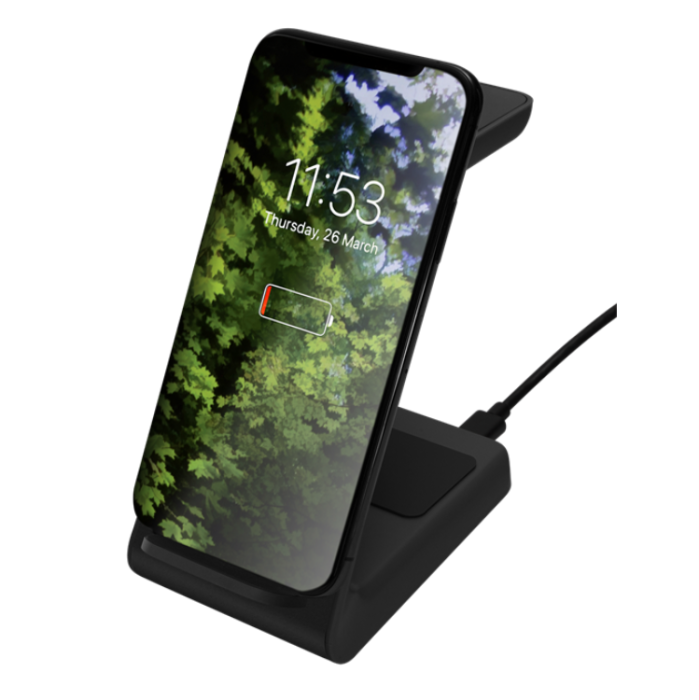 UTGATT1 - Deltaco 3in1 Qi Trådlös Laddare 15W USB-C - Svart