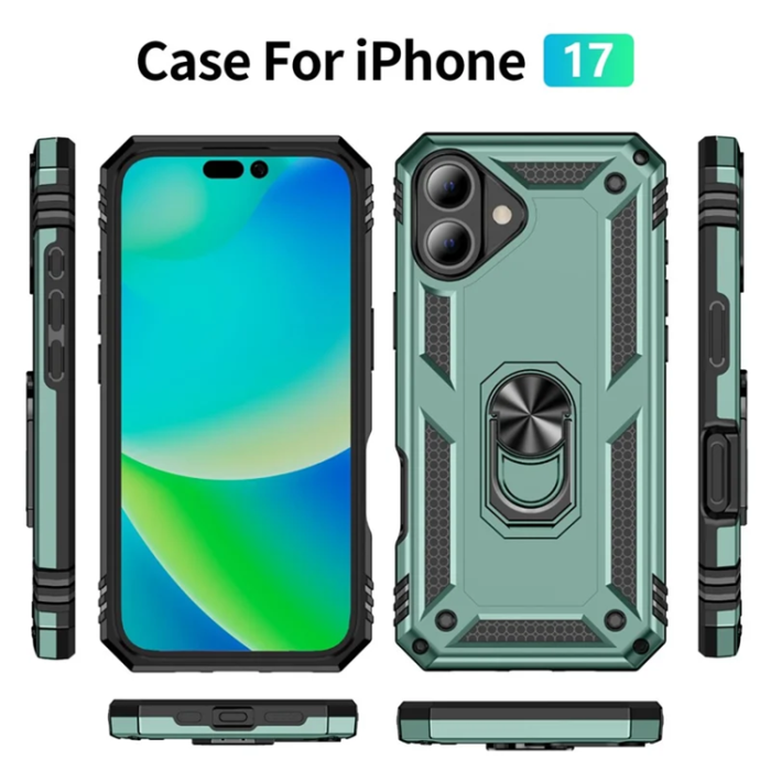  - iPhone 17 Mobilskal med Kickstand - Svartgrön