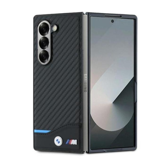BMW - BMW Galaxy Z Fold 6 Mobilskal MagSafe Läder Carbon - Svart
