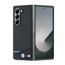 BMW - BMW Galaxy Z Fold 6 Mobilskal MagSafe Läder Carbon - Svart