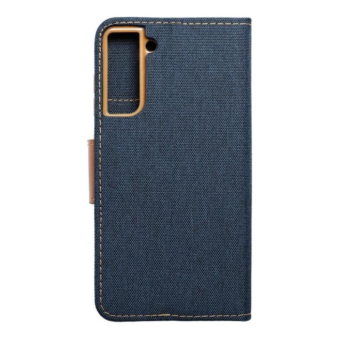 OEM - Galaxy S21 FE Plånboksfodral Canvas Nylon - Blå