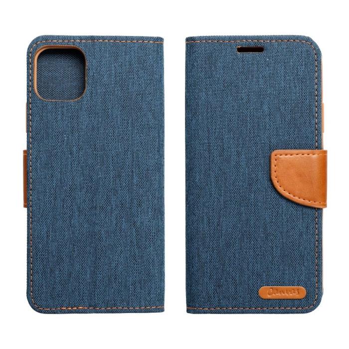OEM - Galaxy S21 FE Plånboksfodral Canvas Nylon - Blå