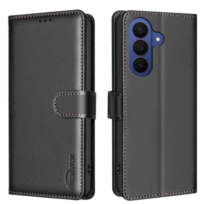 BINFEN COLOR - BINFEN Samsung Galaxy S26 Plus Fodral Äkta Läder RFID Skydd - Svart