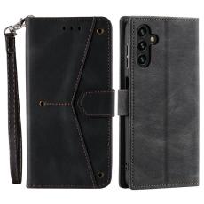 OEM - Samsung Galaxy S26 Fodral &Auml;kta L&auml;der Splicing Stitching - Svart