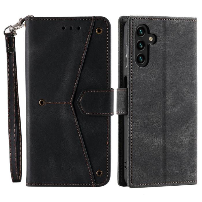 OEM - Samsung Galaxy S26 Fodral Äkta Läder Splicing Stitching - Svart
