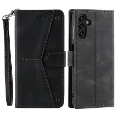OEM - Samsung Galaxy S26 Fodral &Auml;kta L&auml;der Splicing Stitching - Svart