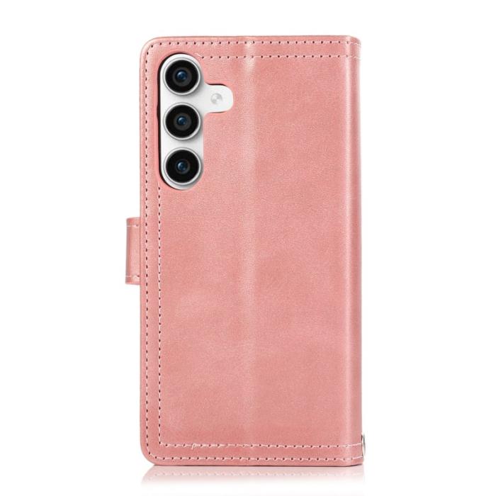OEM - Samsung Galaxy S26 Plånboksfodral Äkta Läder Magnetiskt Skydd - Roséguld