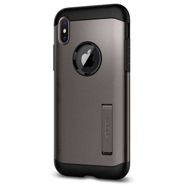 UTGATT4 - SPIGEN Slim Armor Skal till iPhone XS / X - Gunmetal