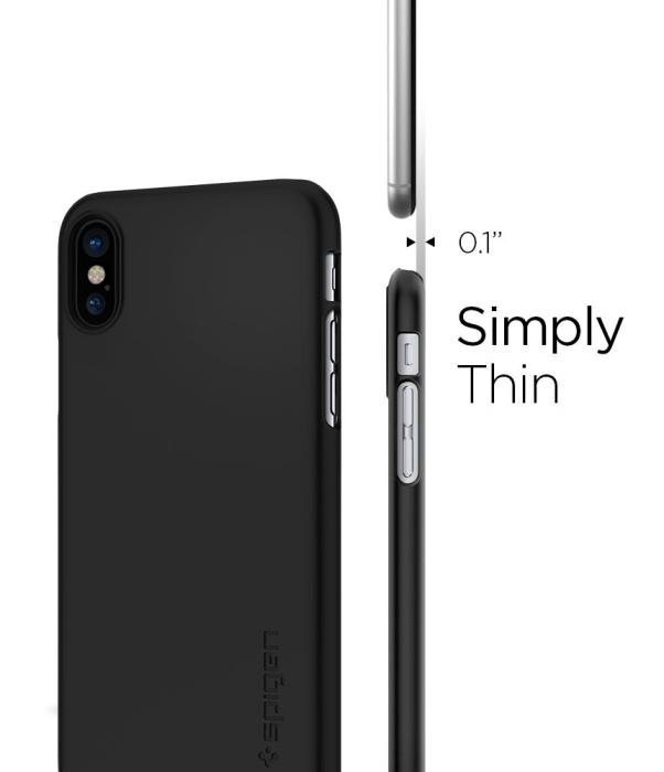 UTGATT5 - Spigen Thin Fit Skal till iPhone X - Svart