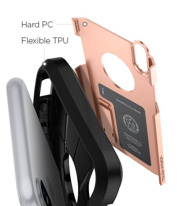 UTGATT4 - SPIGEN Tough Armor Skal till Apple iPhone XS / X - Blush Gold