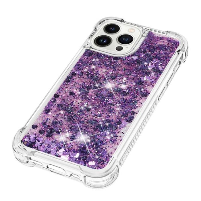 OEM - iPhone 14 Pro Max Skal Liquid Floating Glitter - Lila
