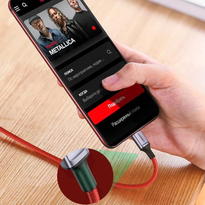 Ugreen - Ugreen USB-C till USB-C kabel 2.0 US294 3A 1m - Röd