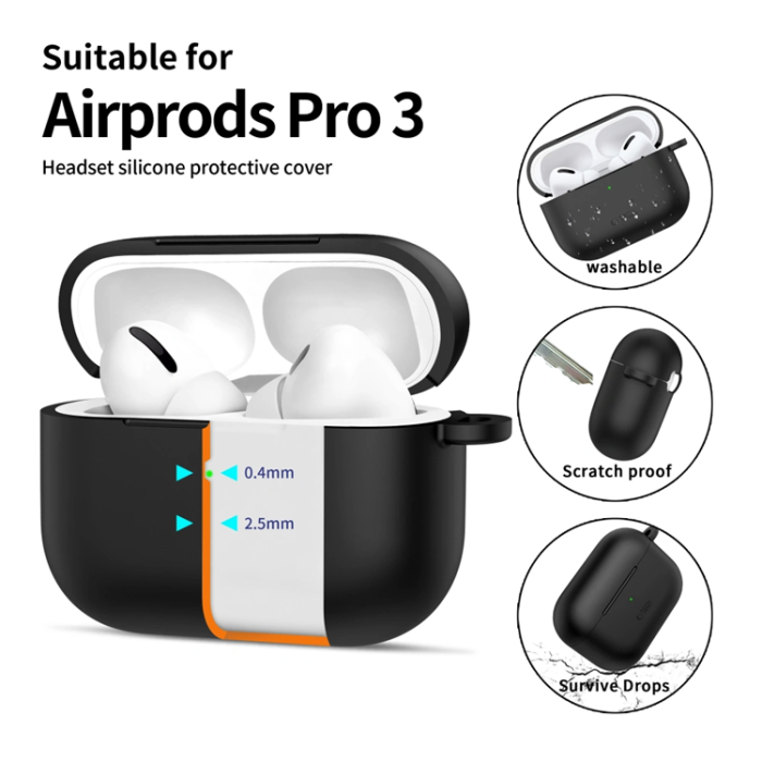 Tech-Protect - Tech-Protect Apple Airpods Pro 3 Skal Silikon Hook - Svart