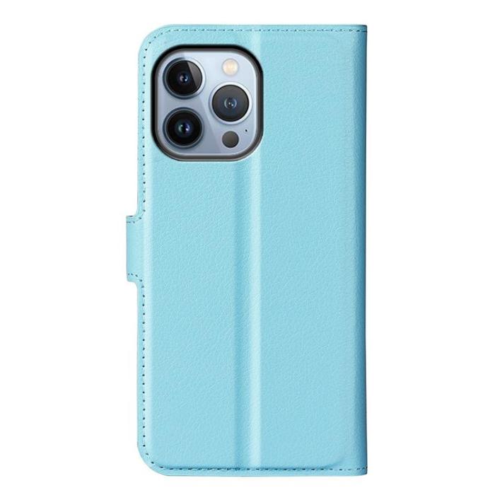 OEM - Litchi Flip iPhone 14 Pro Max Plånboksfodral - Blå