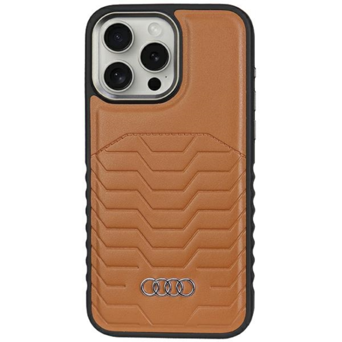 Audi - Audi iPhone 15 Pro Mobilskal Magsafe Synthetic Läder - Brun