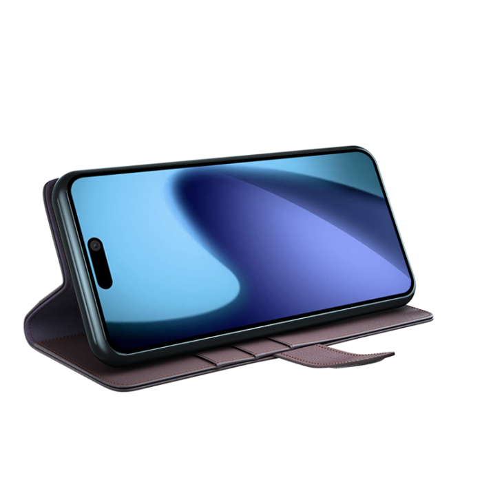 A-One Brand - iPhone 17 Air Plånboksfodral Äkta Läder - Brun