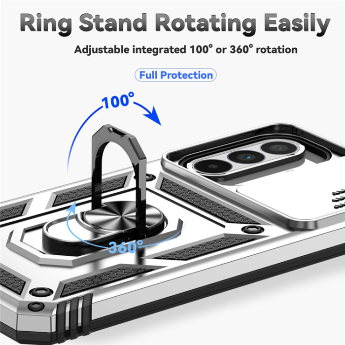 A-One Brand - Galaxy A36/A56 Mobilskal Kickstand PC + TPU - Silver