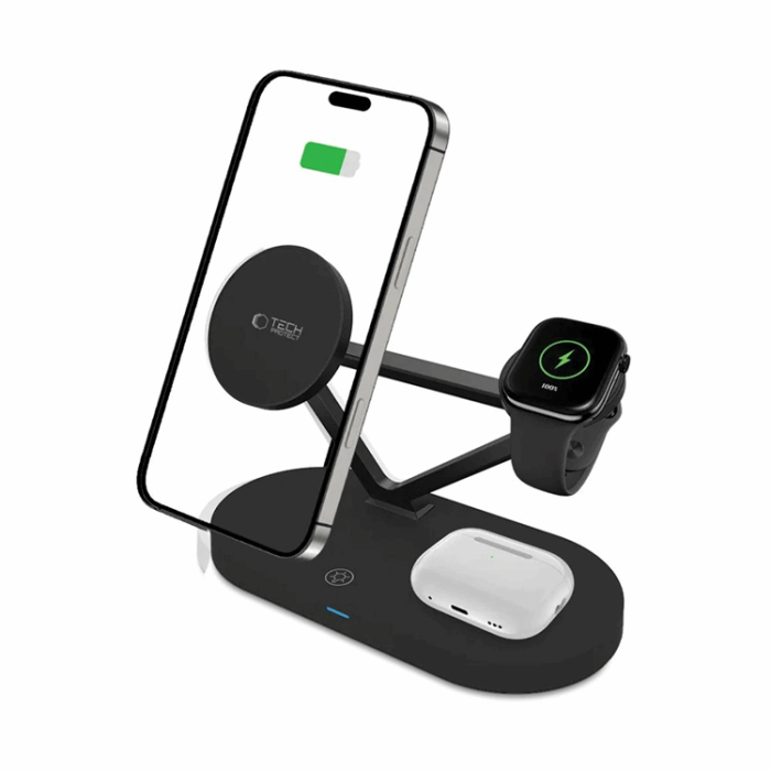 Tech-Protect - Tech-Protect 3-in-1 Trådlös Laddare iPhone, Apple Watch, AirPods -
