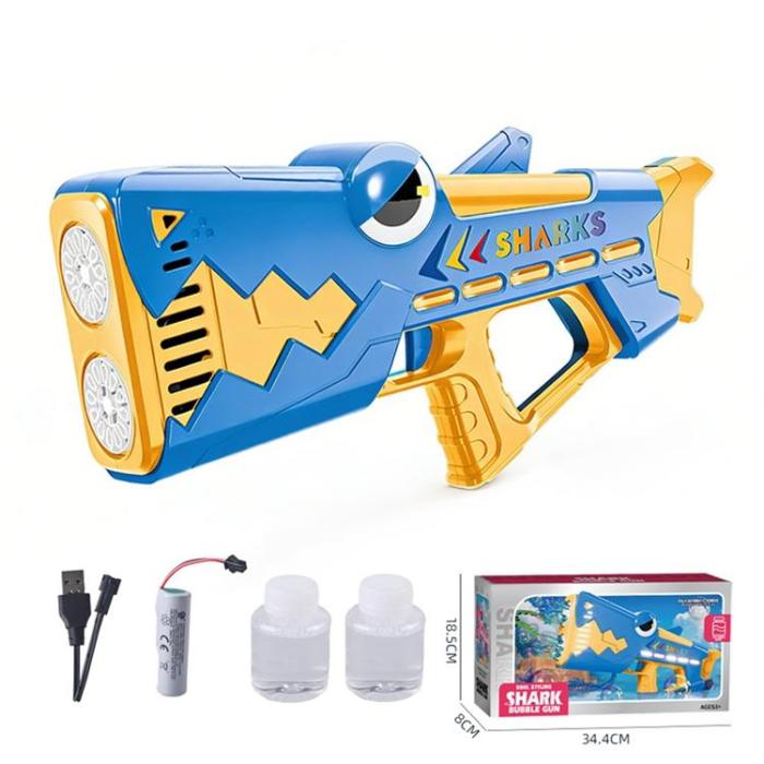 OEM - Barnhaj Elektrisk Bubbelpistol 24 Hål USB Uppladdningsbar - Blå