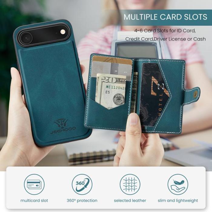 OEM - JEEHOOD iPhone Air Mobilskal KonstLäder + Plast Avtagbar - Blå