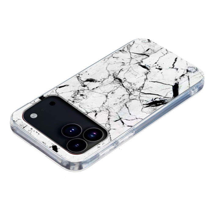 A-One Brand - iPhone 17 Pro Mobilskal Marble Pattern Printing Soft - Vit