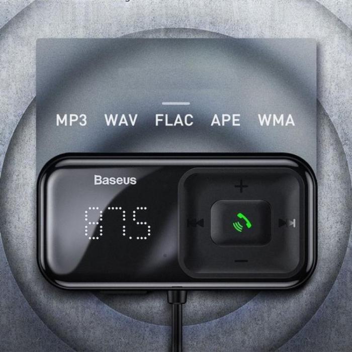 BASEUS - Baseus Billaddare Med FM-Sändare Trådlös Bluetooth - Svart