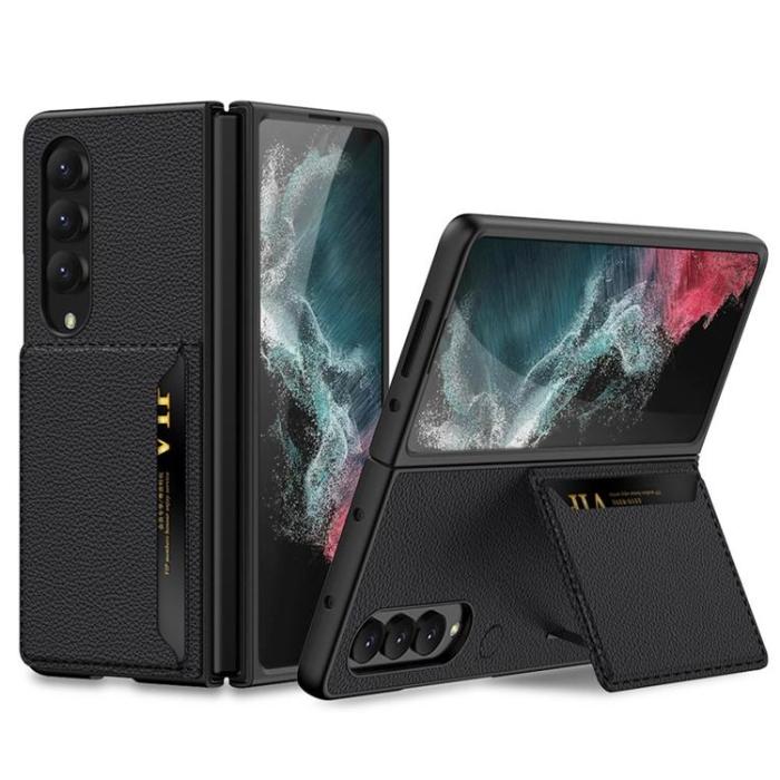GKK - GKK Galaxy Z Fold 4 Skal Korthållare Kickstand - Svart