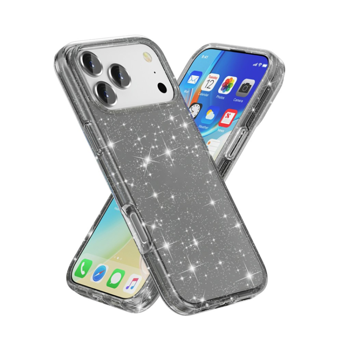 A-One Brand - iPhone 17 Pro Mobilskal Glittrande Puderglitter - Svart