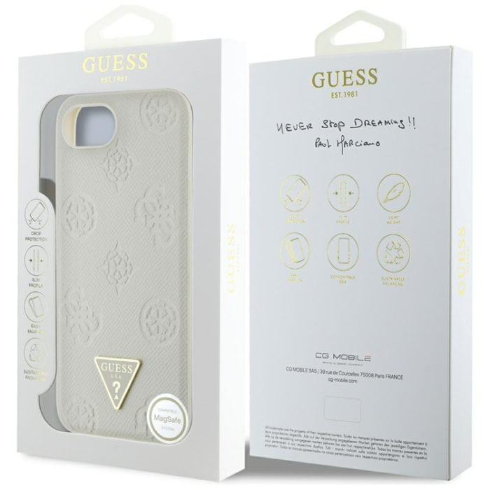 Guess - Guess iPhone 16e Mobilskal Magsafe Triangle Logo - Beige
