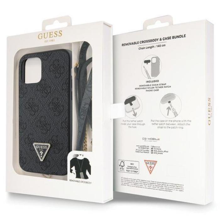Guess - Guess iPhone 12/12 Pro Mobilskal Crossbody Metall Logo - Svart
