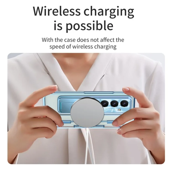 A-One Brand - Galaxy Z Fold7 Mobilskal Kickstand med Skärmskydd - Blå
