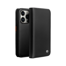 QIALINO - Qialino iPhone 14 Pro Plånboksfodral Äkta läder - Svart