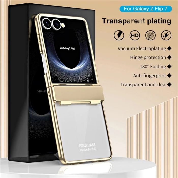 A-One Brand - Galaxy Z Flip 7 Mobilskal Electroplating med skärmskydd - Guld