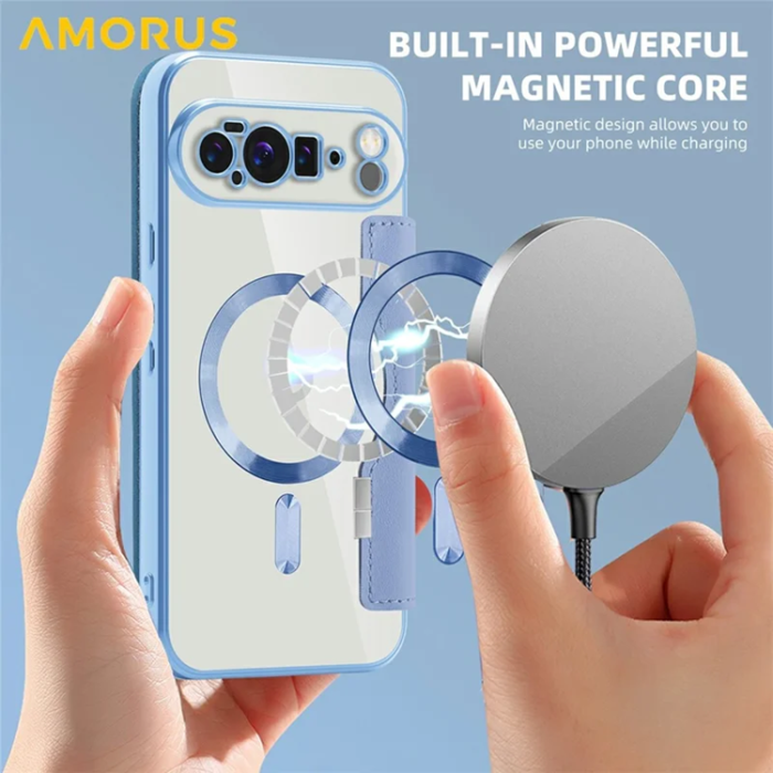 AMORUS - AMORUS Google Pixel 10 Pro XL Plånboksfodral Magsafe RFID - Blå