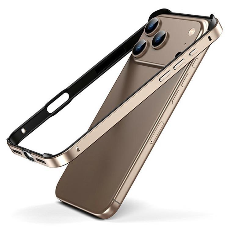 iPhone 17 Pro Mobilskal Hollow Metal Bumper - Guld (Ökenguld) | 2353 | AlltMobil