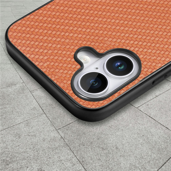 A-One Brand - iPhone 17 Mobilskal Carbon Fiber PU Läder - Brun