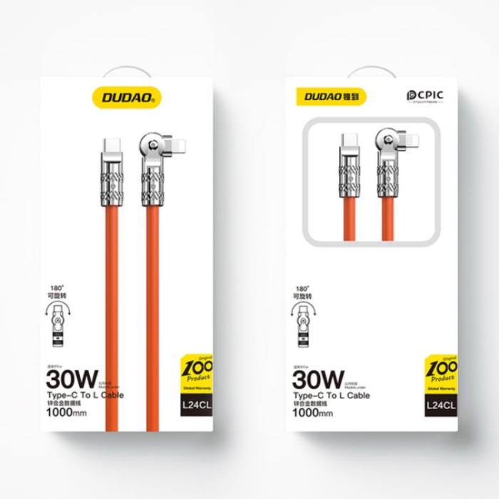 Dudao - Dudao Kabel USB-C Till Lightning (1m) Angled - Orange