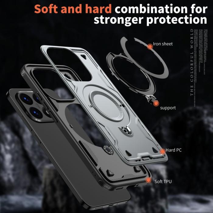 N/A - Mobilskal till Xiaomi 15T Militärskydd Plast Kickstand - Grå