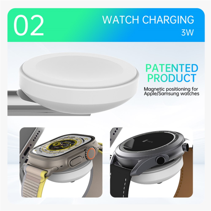 OEM - Qi2 MagSafe Trådlös Laddare iPhone, Apple Watch, Airpods T255 - Vit