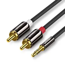 UTGATT1 - Ugreen Audio 3.5 mm Mini jack 2 RCA Kabel 2 m - Svart