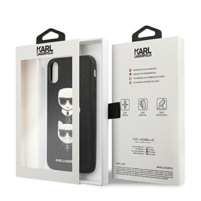 KARL LAGERFELD - Karl Lagerfeld iPhone X/XS Skal Saffiano Ikonik Karl & Choupette Head