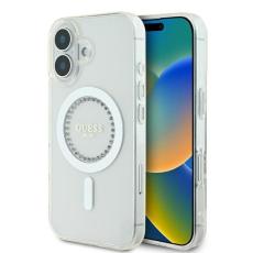 Guess - Guess iPhone 16 Mobilskal MagSafe IML Rhinestones - Vit