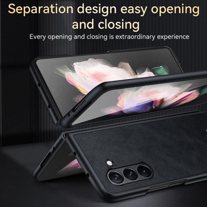 SULADA - SULADA Galaxy Z Fold5 Fodral KonstLäder TPU+PC Blå