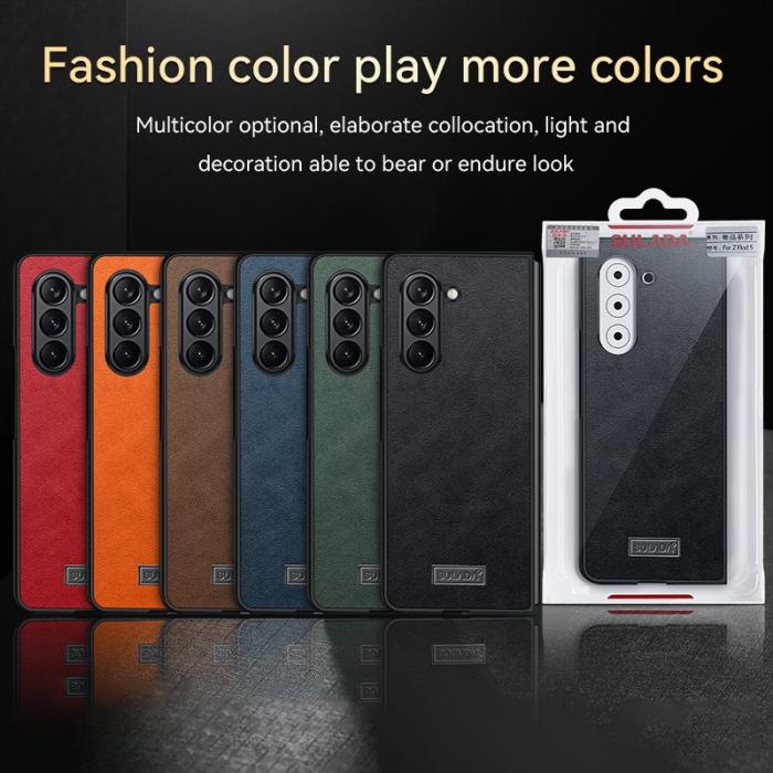 SULADA - SULADA Galaxy Z Fold5 Fodral KonstLäder TPU+PC Blå
