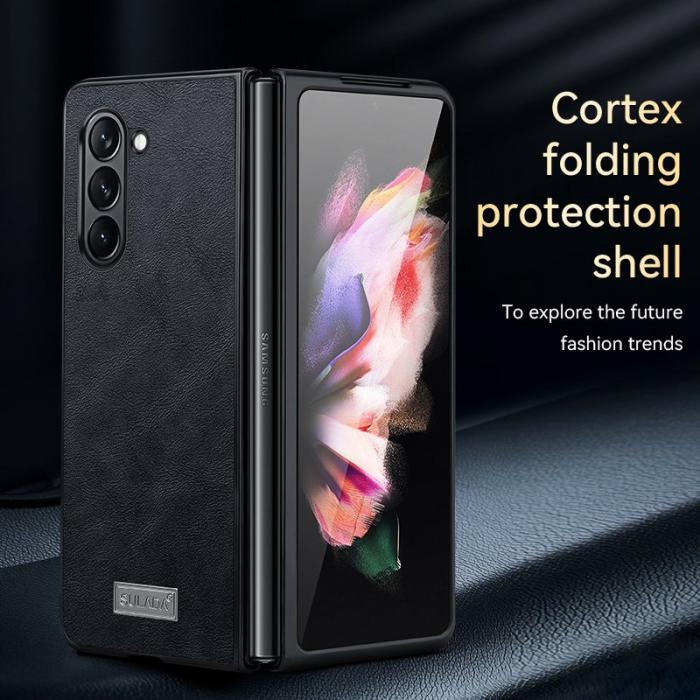 SULADA - SULADA Galaxy Z Fold5 Fodral KonstLäder TPU+PC Svart