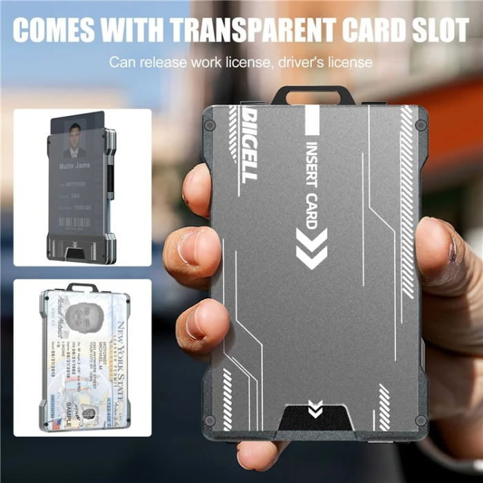 BIIGELL - BIIGELL Korthållare KB001 RFID Metall med Sedelklämma - Mörkgrå