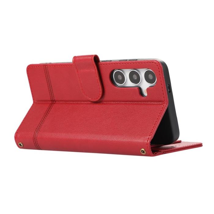 OEM - Mobilfodral för Samsung Galaxy S26 TKonstläder Flip - Röd